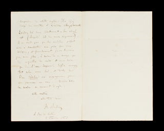 An autograph letter, in French, signed by Berlioz to his friend Charles Hallé, the German conductor and pianist, dated 1 February 1857, regarding the recruitment of French musicians for the important Manchester Art Treasures Exhibition (May to October 1857)