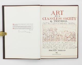 Art in a Classless Society & Vice Versa. A Study of Cultural Eccentricities operating within the Confines of Antipodean Normalcy. Copiously illustrated with the Masterpieces of Avant Gard, Centre Gard and Derrier Gard Artists, along with a Text that is not only astonishingly profound, but also surprisingly readable, from the hand of the Celebrated Author Donald Friend