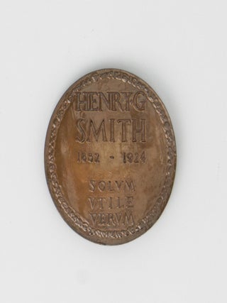 The Henry G. Smith Memorial Medal for chemistry awarded to Sir Geoffrey Badger, eminent organic chemist and later Vice-Chancellor of the University of Adelaide, in 1950. The cast bronze medal was designed by Eileen McGrath (a pupil of Raynor Hoff) and produced by Amor Pty Ltd, Sydney, around 1934