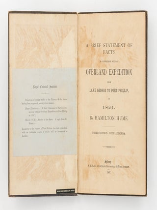 A Brief Statement of Facts in Connexion with an Overland Expedition from Lake George to Port Phillip, in 1824