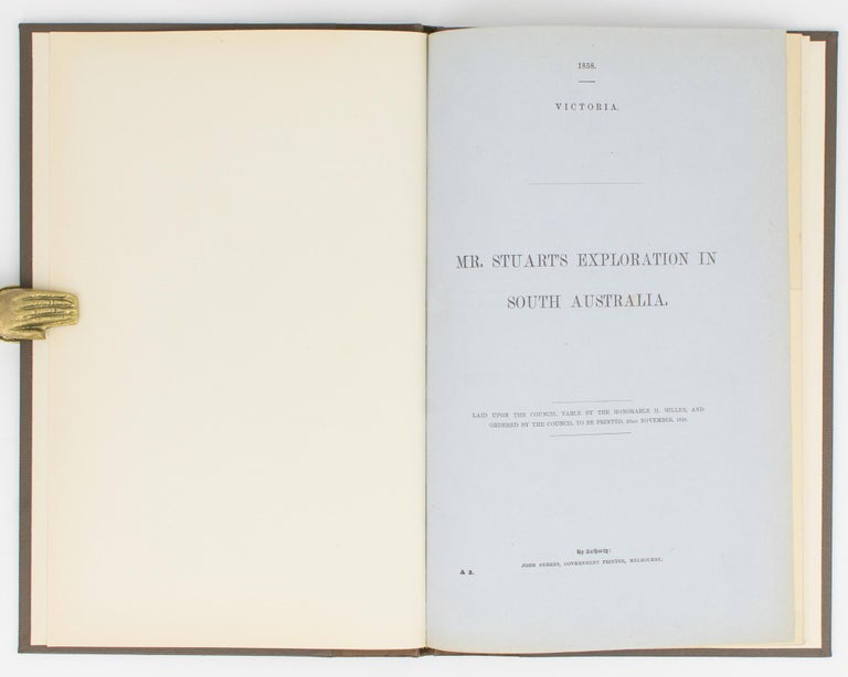 Item #114205 Mr Stuart's Exploration in South Australia ... Journal of an Expedition into the Unexplored Country to the North-West and South-West of Port Augusta. John McDouall STUART.