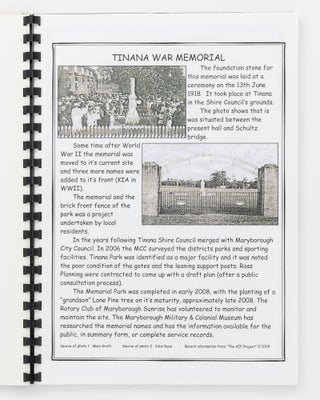 Tinana War Memorial. A Summary of all those so dedicated on this Monument