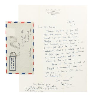 Item #114860 An autograph letter signed by Robert Graves (1895-1985, British poet, novelist,...