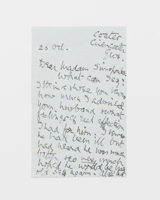 An autograph letter of condolence signed by 'Birdwood of Anzac' to the widow of Charalambos John Simopoulos (1874-1942), Greek Ambassador to the United Kingdom from 1934 until his death