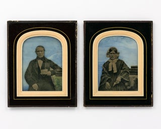 Item #114885 An extraordinary pair of half-plate ambrotype portraits of a couple (possibly...