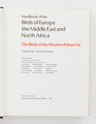 Handbook of the Birds of Europe, the Middle East and North Africa. The Birds of the Western Palearctic. Volume VIII. Crows to Finches