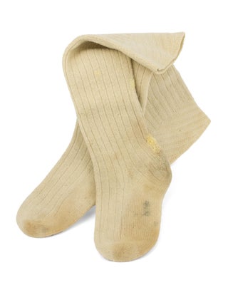 Item #114984 A pair of long cream woollen socks belonging to Douglas Mawson (with his initials in...