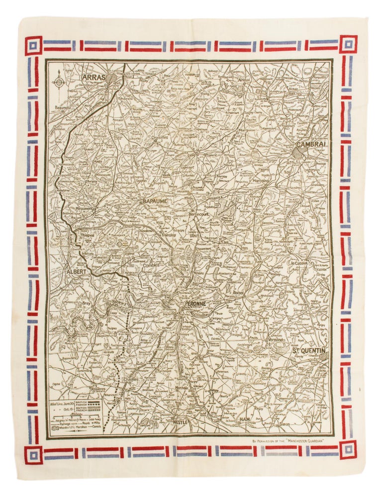 Item #115167 A linen map of the Western Front, showing the 'Allies' Line June 30 [and] ... Oct. 19' 1916. Battles of the Somme.