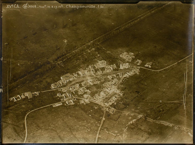 Item #115168 Three aerial photographs of the small village of Champneuville, near Verdun, taken in July and August 1917. Aviation, Western Front.