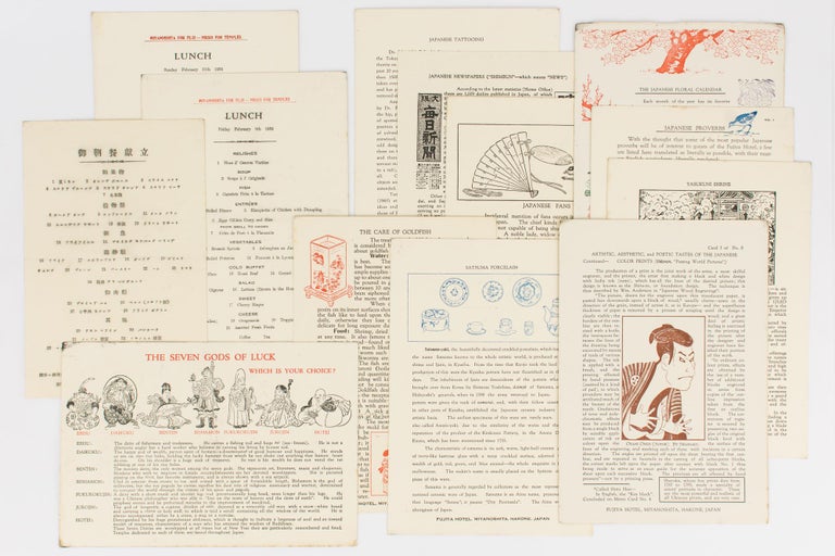 Item #115303 A group of 24 menus issued by the Fujiya Hotel, Miyanoshita, Hakone, Japan, between 17 January and 11 February 1934. Menus.