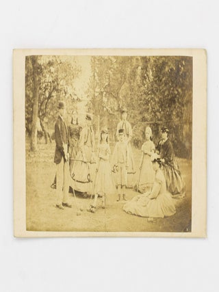 Item #115310 A carte de visite of a large Victorian-era family group on a croquet court. Various...