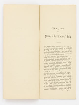 Grammar of the Narrinyeri Tribe of Australian Aborigines