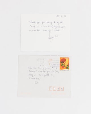 Four typed letters and an autograph card, all signed by Felix Werder to Barry Jones