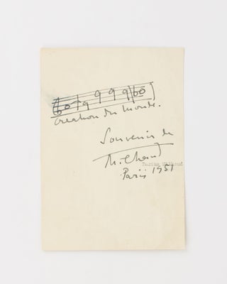 Item #115533 A short autograph musical quotation, identified (from his ballet 'Creation du...