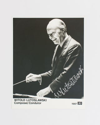 Item #115538 A portrait photograph signed by Witold Lutoslawski during his visit to Australia in...