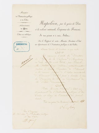 Item #115556 A document signed 'Napoléon', confirming the appointment of a Lutheran pastor....