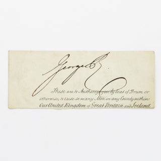 Item #115566 A signature ('George R') at the head of a piece cut from a 'Beat of Drum'...