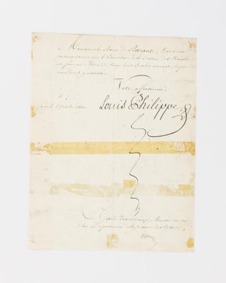 A manuscript document signed by Louis Philippe to the French Ambassador to Russia, Prosper de Barante