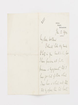 An autograph letter signed ('E. Grey') to 'My dear Holland' (Henry Thurstan Holland, later 1st Viscount Knutsford)
