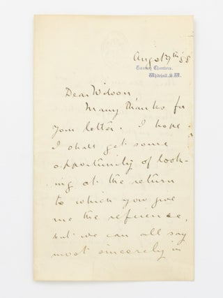 Item #115574 An autograph letter signed by Alfred Milner to 'Dear Wilson' (not otherwise...