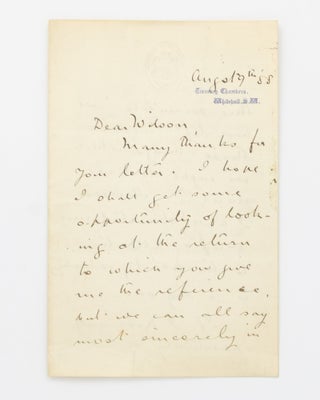 Item #115574 An autograph letter signed by Alfred Milner to 'Dear Wilson' (not otherwise...
