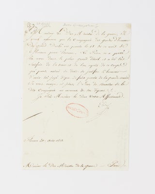 Item #115581 A letter signed by Elisa Bonaparte to her brother Napoleon's Minister of War,...