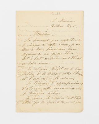 Item #115594 A letter (in French) signed by Maksim Gorki ('M. Gorcy') to one Willem Vogel,...