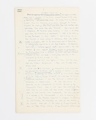 An autograph manuscript (with numerous corrections and amendments) of a lecture by Hugh Trevor-Roper on the subject of the Earl of Strafford and Archbishop William Laud, 'the two great ministers whose rule in England, in the 1630s, brought England to the edge of civil war'. It is accompanied by three typed letters signed by Trevor-Roper to Peter Hunt at Rediffusion Television Limited, London, to whom this manuscript was also presumably sent