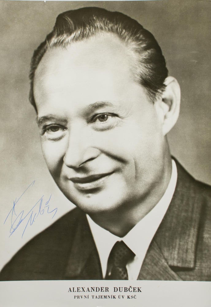 Item #115765 A portrait photograph signed by Alexander Dubcek. Alexander DUBCEK, Czechoslovak politician.