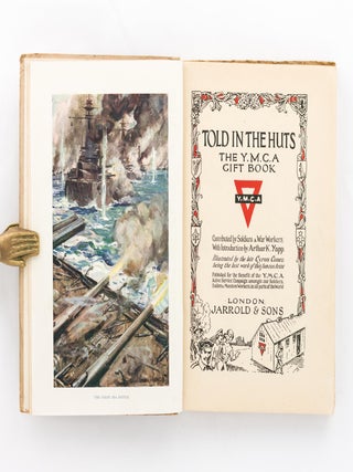 A collection of important signatures written on the front flyleaf of a copy of 'Told in the Huts. The YMCA Gift Book. Contributed by Soldiers & War Workers'