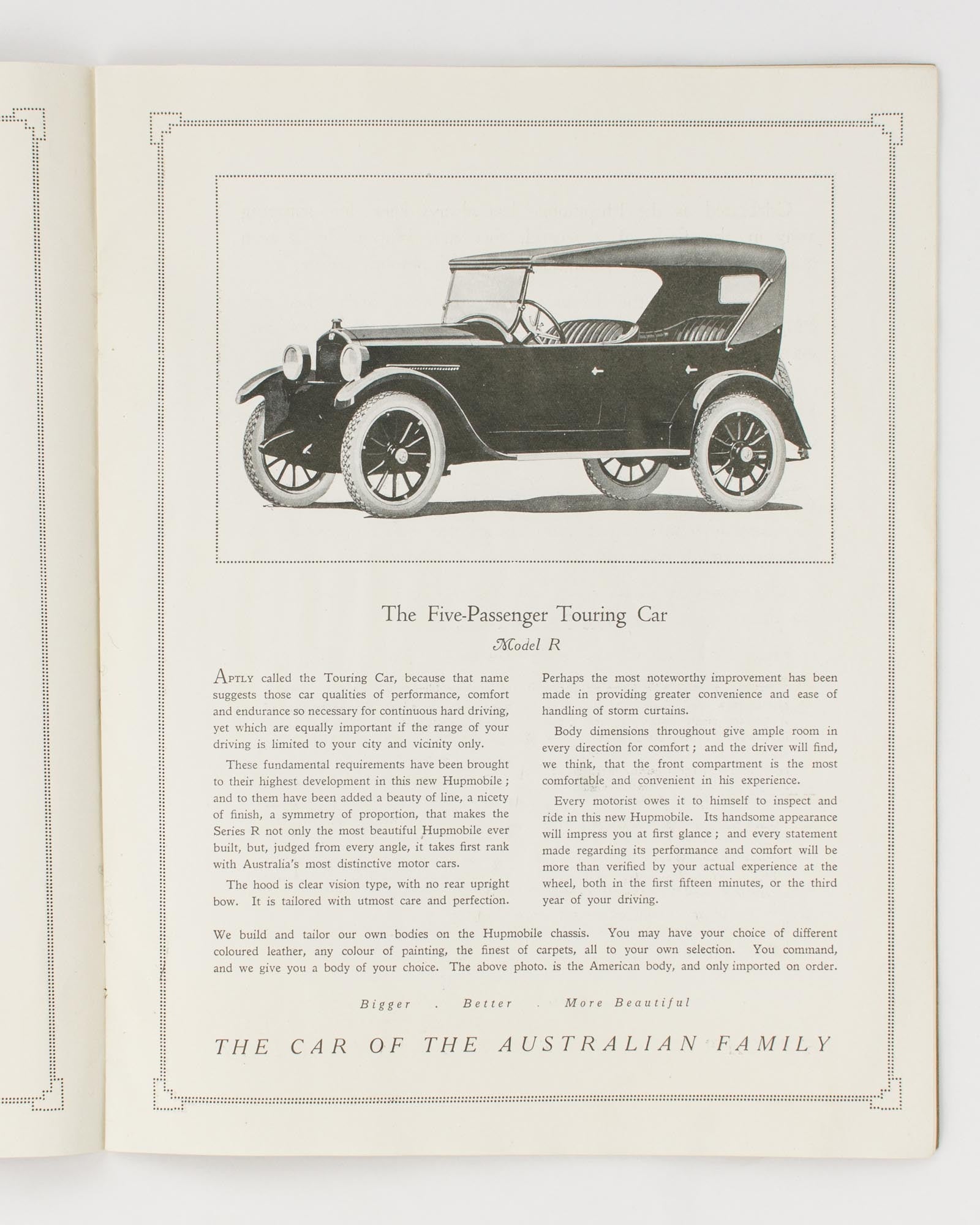Hupmobile Model R Drawing The New Hupmobile Series R... The Car of the Australian Family The New ...