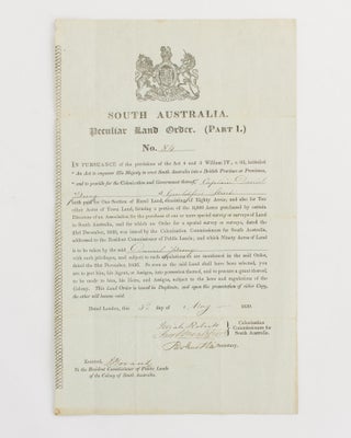 Item #116711 South Australia. Peculiar Land Order. (Part 1.) No. 84 [a printed document with...