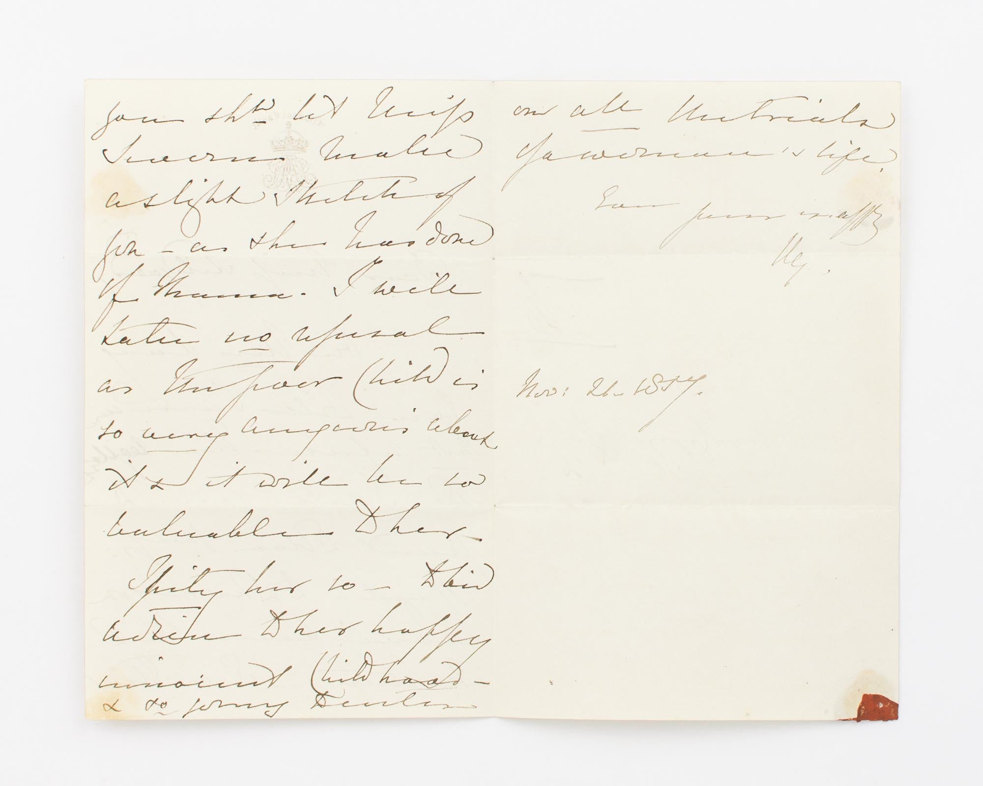 A collection of five autograph letters signed by Queen Victoria