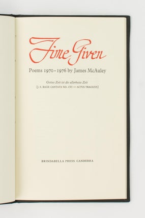 Time Given. Poems, 1970-1976