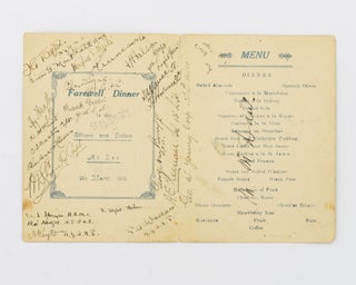 Farewell Dinner to the Officers and Sisters at Sea, 9th March, 1918