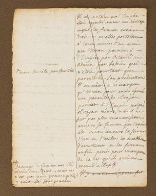 Item #116856 An early autograph document by Jean-Jacques Rousseau, regarding the role of women in...