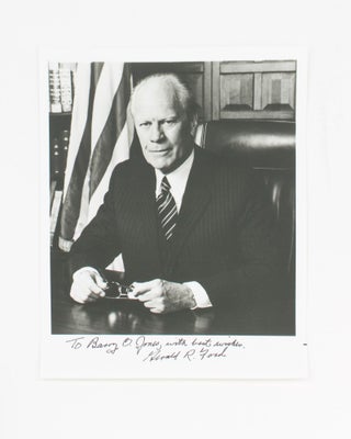 Item #116859 A portrait photograph inscribed and signed by Gerald Ford 'To Barry O. Jones, with...