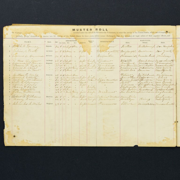 Item #116917 The original muster roll of A Company, 124th Regiment, Illinois Infantry. American Civil War.