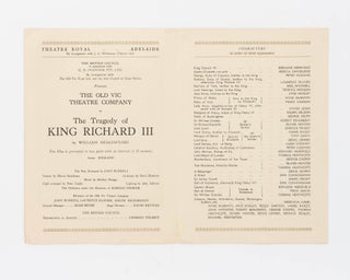 A signed program for the Old Vic Theatre Company's production of Shakespeare's 'Richard III', performed on its Australian and New Zealand Tour in 1948