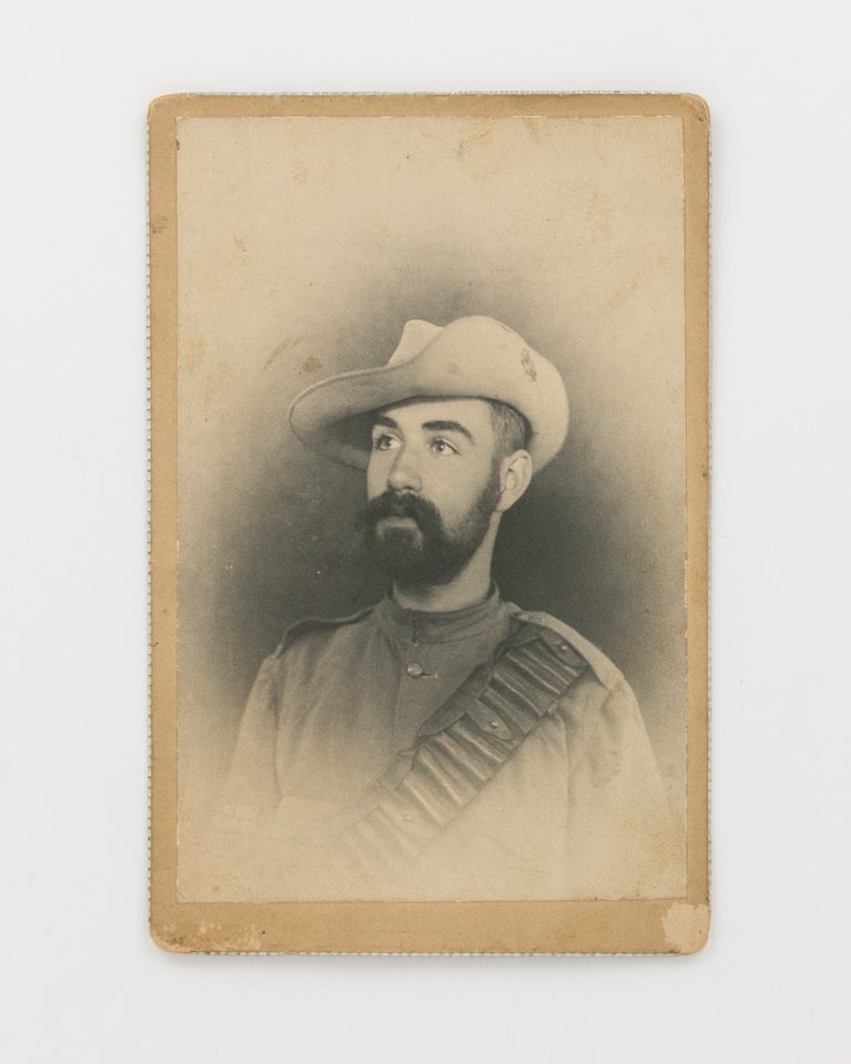 Item #117209 A cabinet card portrait photograph of one Bert McVeigh, in uniform in South Africa. Boer War.