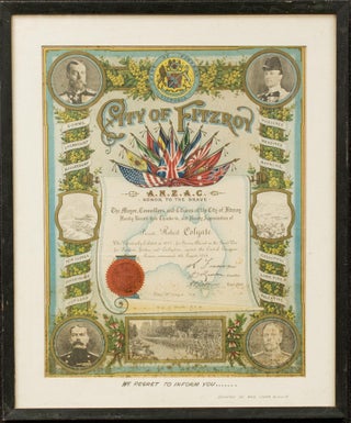 Item #117267 City of Fitzroy. ANZAC. Honor to the Brave. The Mayor, Councillors, and Citizens of...