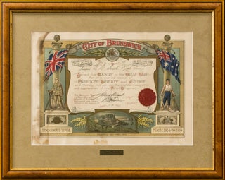 Item #117280 A decorative testimonial presented by the City of Brunswick, certifying that...