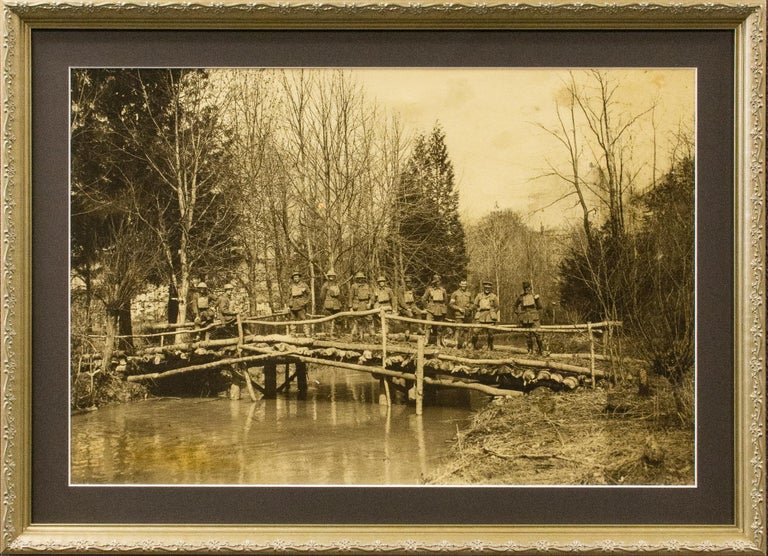 Item #117285 A very large photograph showing a bridge constructed by the 10th Field Company of Australian Engineers on the Western Front. Australian Engineers 10th Field Company.