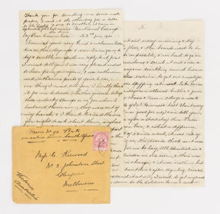 Item #117311 An interesting eight-page letter from 96 Trooper Henry Ernest Cooke, Victorian...