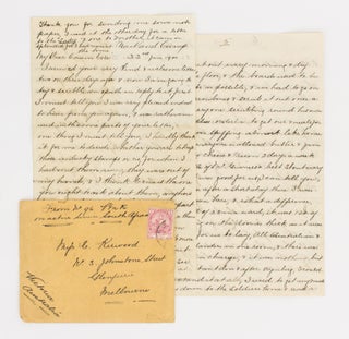 Item #117311 An interesting eight-page letter from 96 Trooper Henry Ernest Cooke, Victorian...