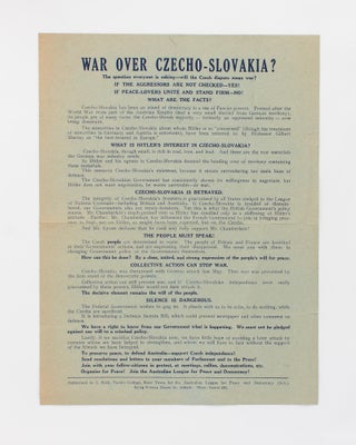 Item #118434 War over Czecho-Slovakia? The question everyone is asking - will the Czech dispute...
