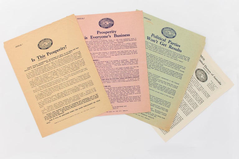 Item #118437 The prospectus and a series of three leaflets issued by the UEA. United Electors of Australia.