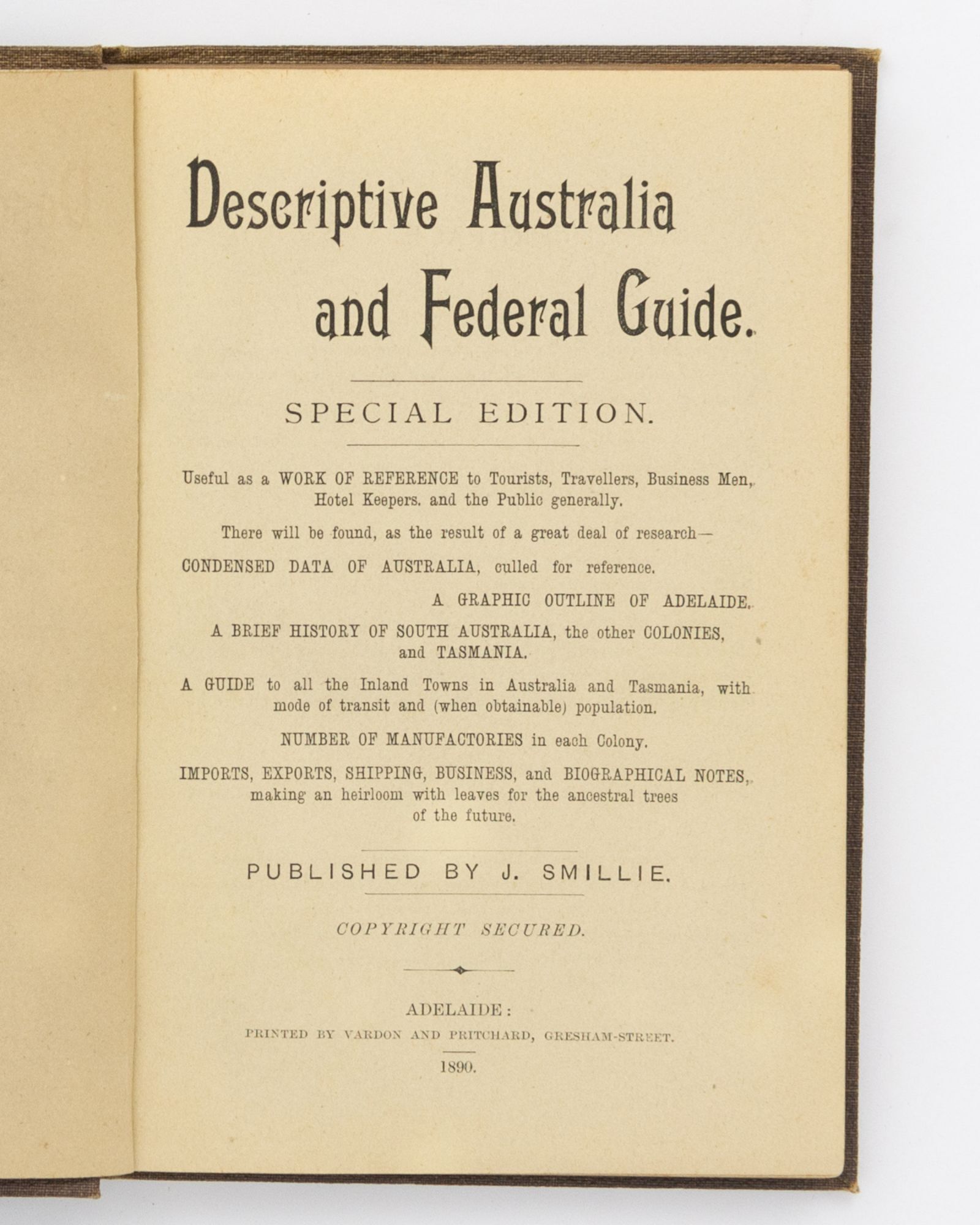 Descriptive Australia and Federal Guide. Special Edition. Useful as a ...