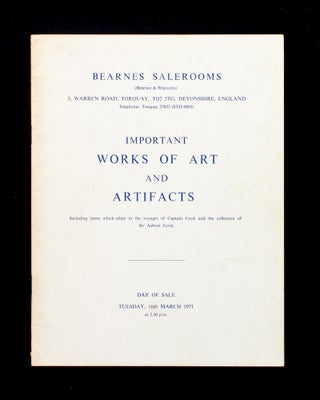 Item #118492 Catalogue of the Important Works of Art and Artifacts. Including items which relate...