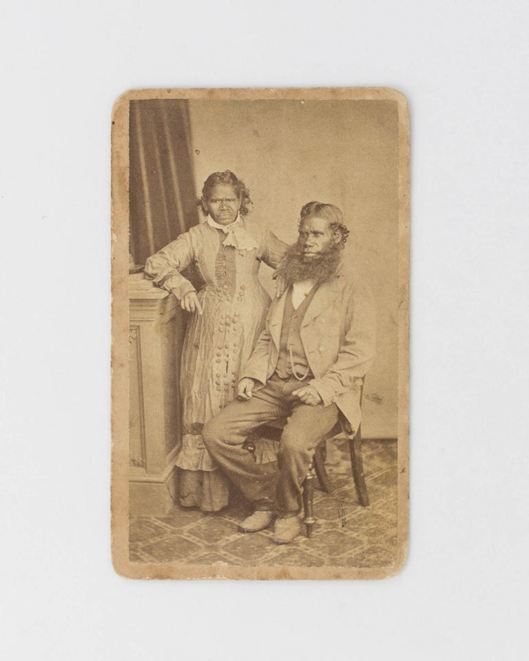 Item #119366 A carte de visite portrait photograph of an Indigenous man and woman in a classic studio setting of the day. Indigenous Australian Portraiture.